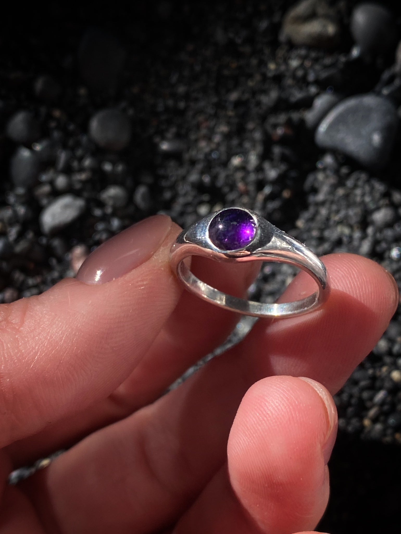 Перстень окоподібний з аметистом 6 мм KAI Jewelry