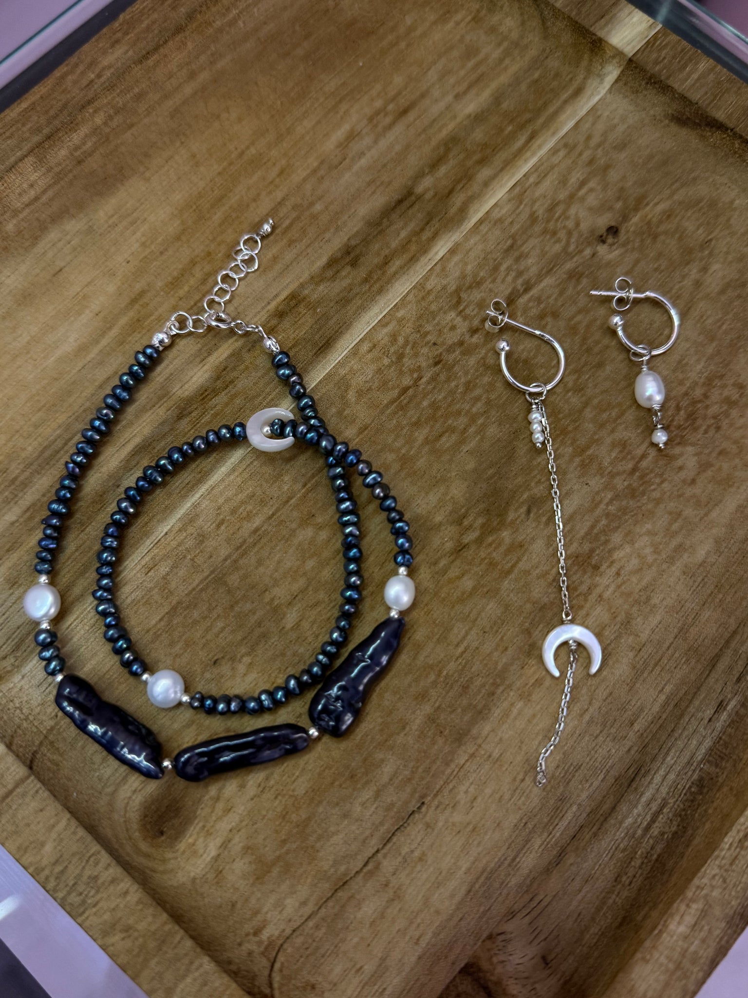 Кольє з міксом перлин бароко