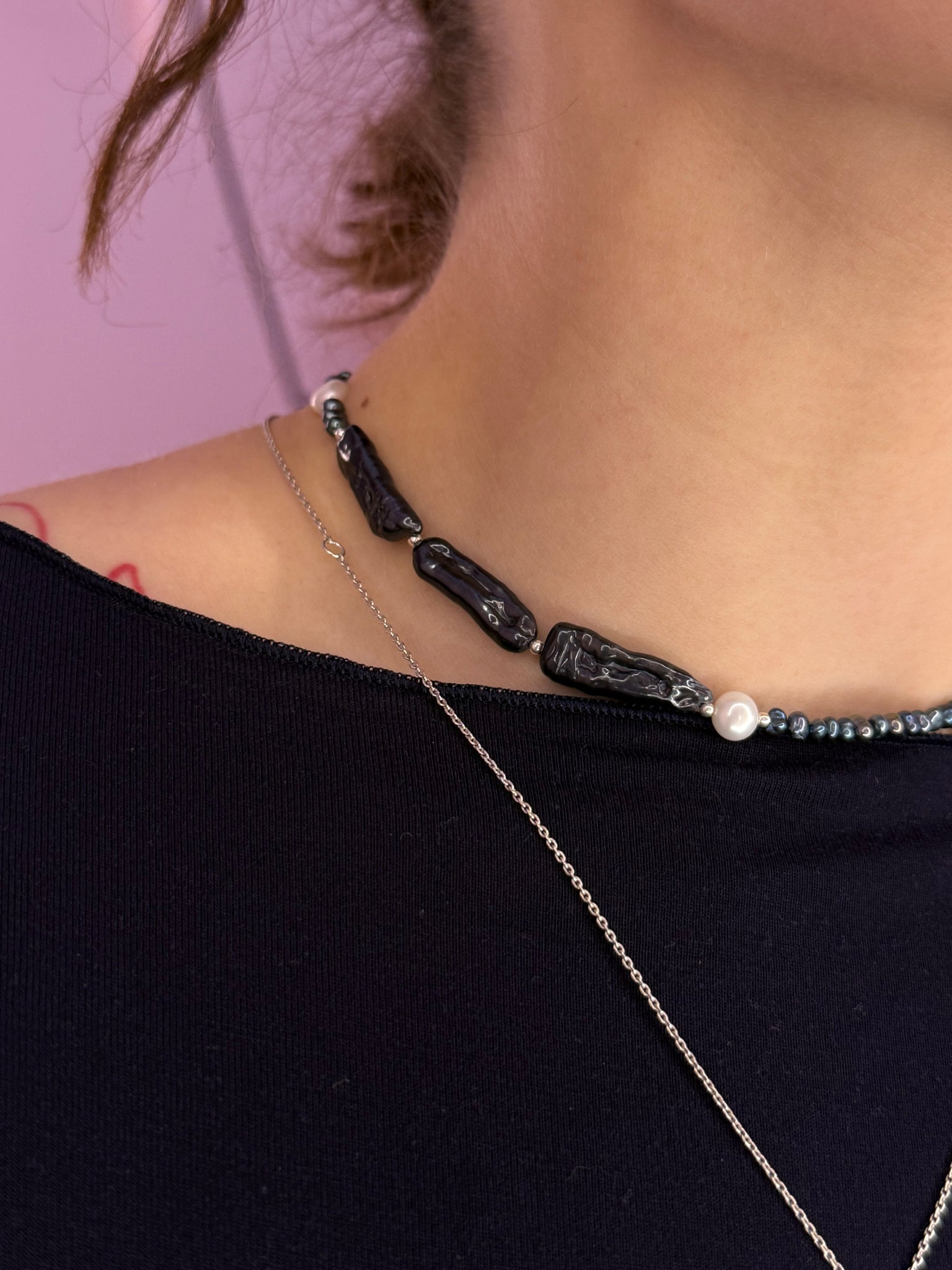 Кольє з міксом перлин бароко