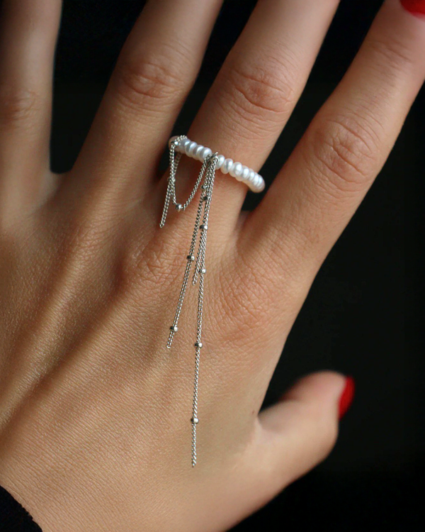 Каблучка з ланцюжками Satellite Solar Silver