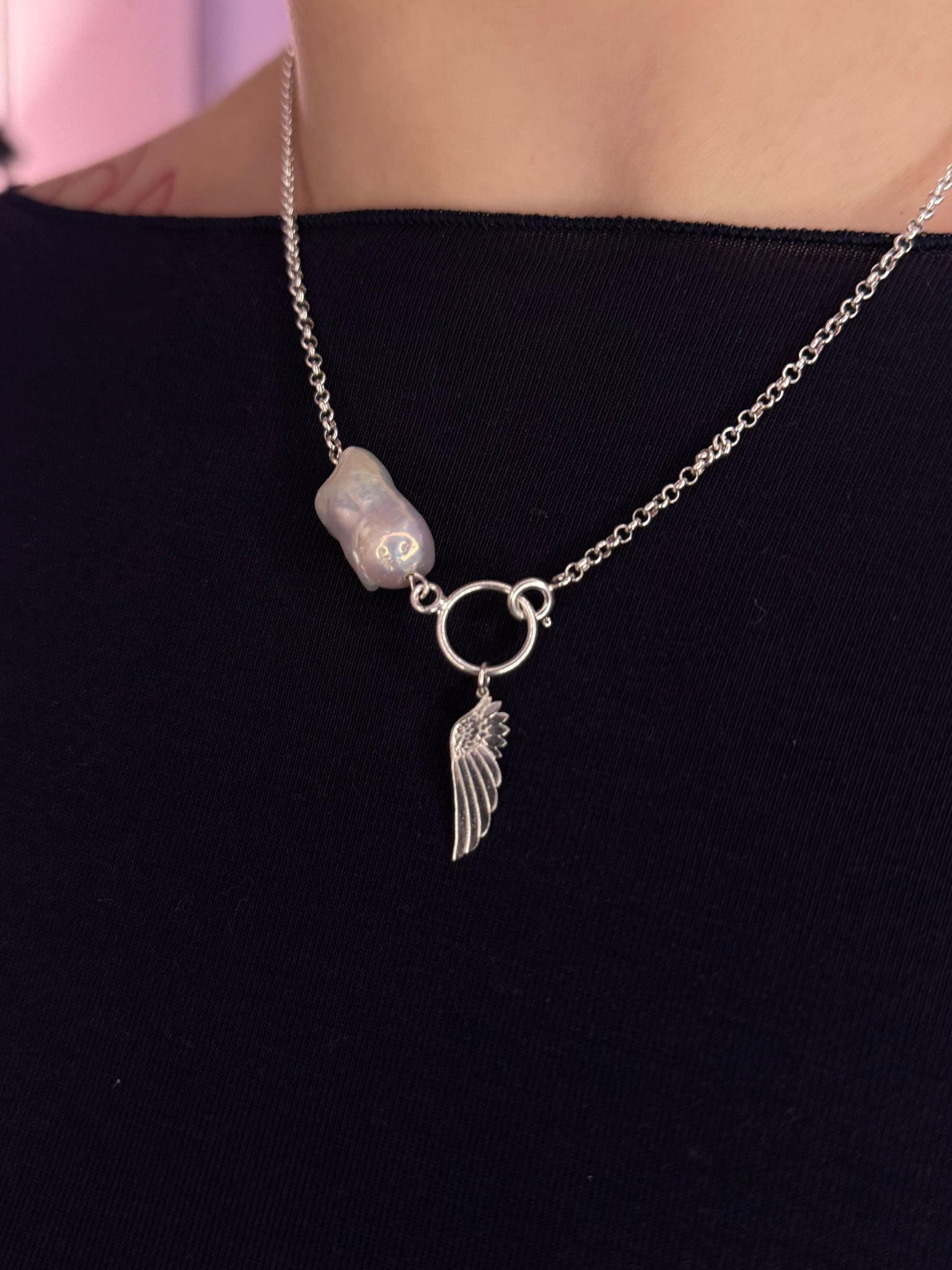 Краватка з перлиною бароко «Wing»