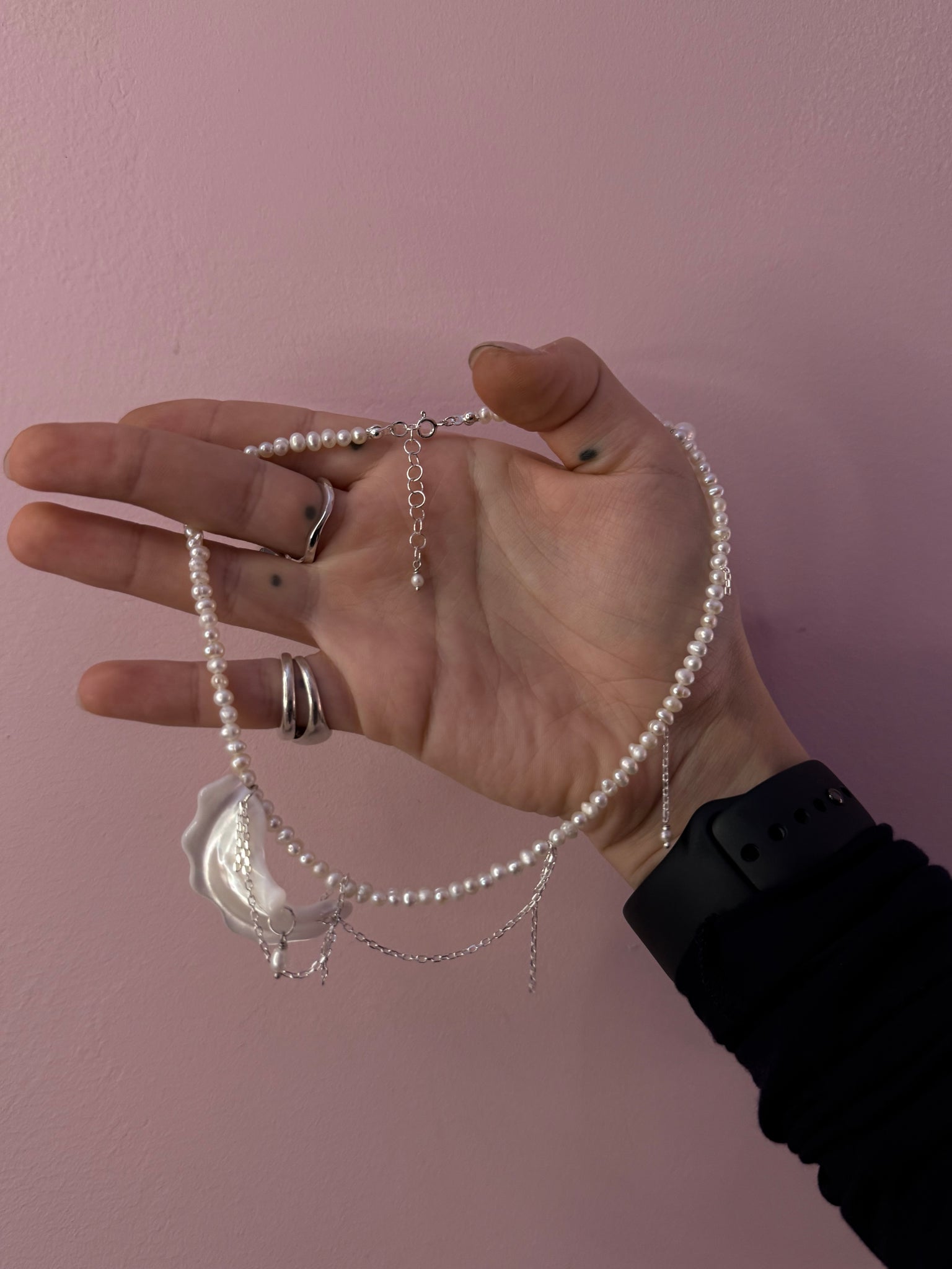 Кольє з перламутром та перлами