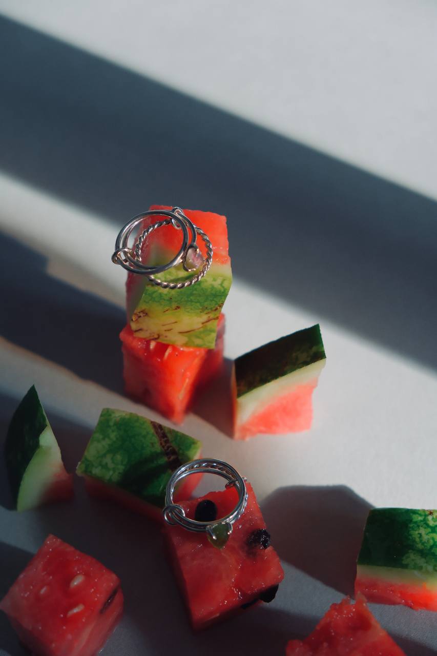 Каблучка «Trinity» з кавуневим турмаліном VEDEKHINAK.jewelry
