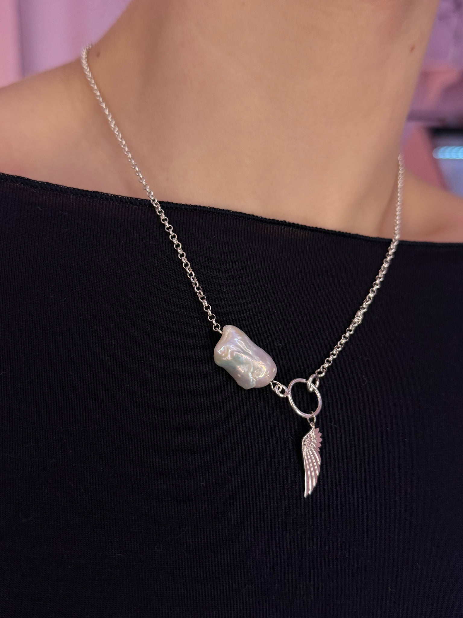 Краватка з перлиною бароко «Wing»