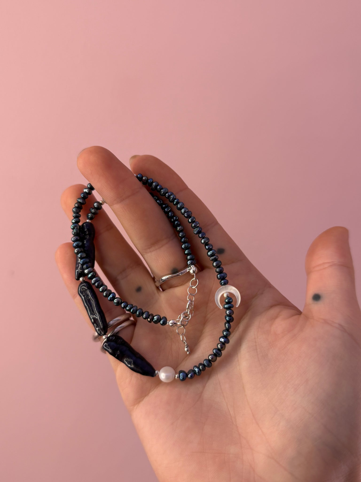 Кольє з міксом перлин бароко