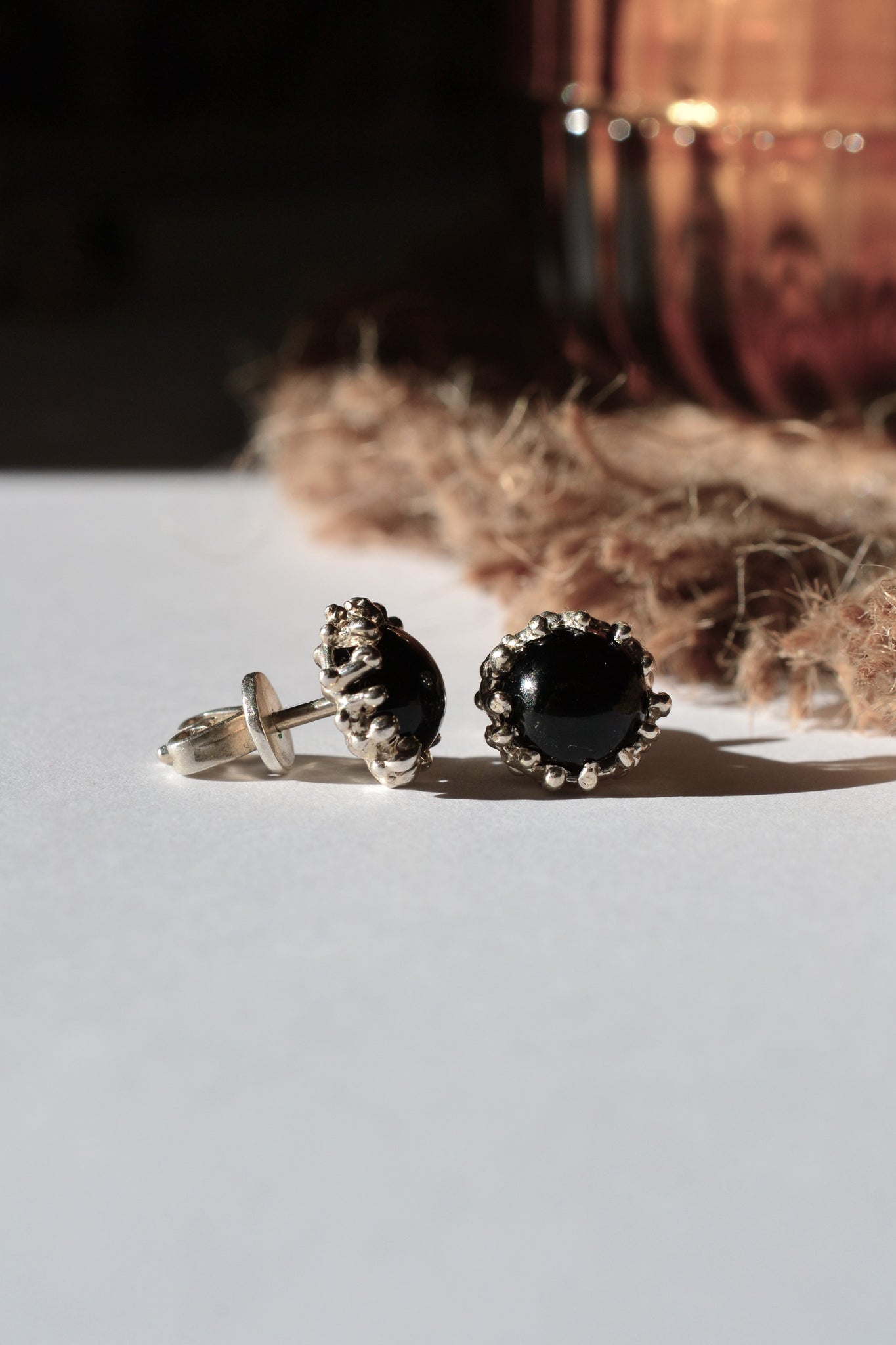 Пусети "Мереживо" чорний онікс VEDEKHINAK.jewelry