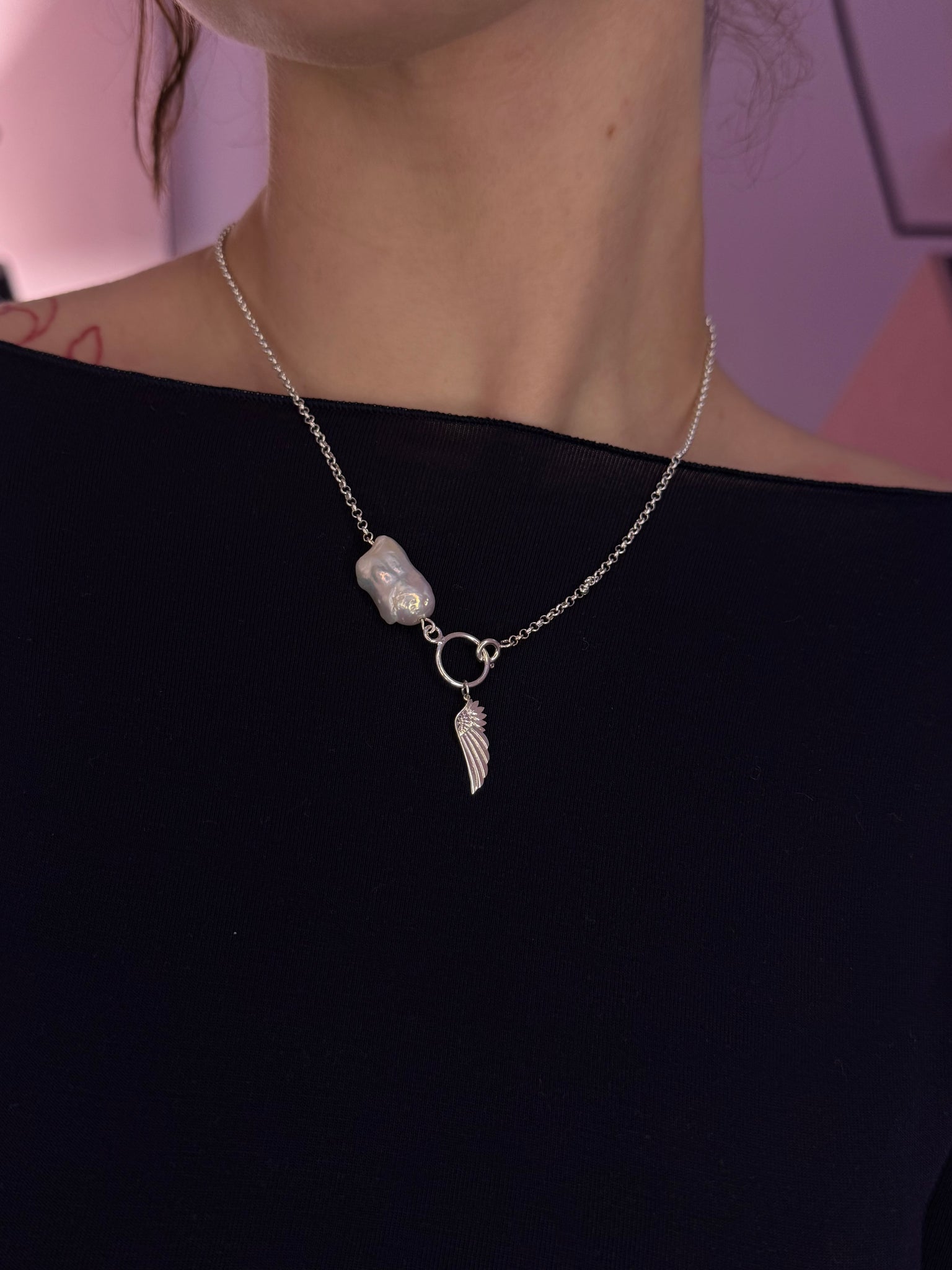 Краватка з перлиною бароко «Wing»