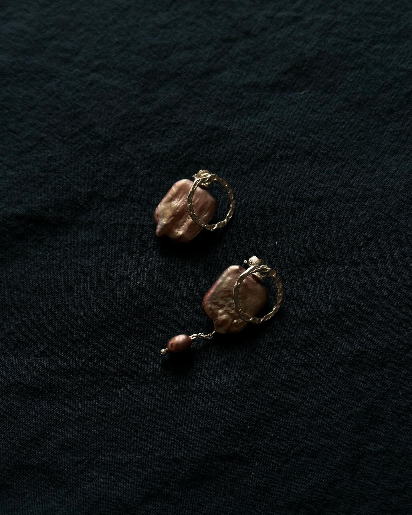 Сережки з перлинами та фактурним кільцем AGAPEPEARL