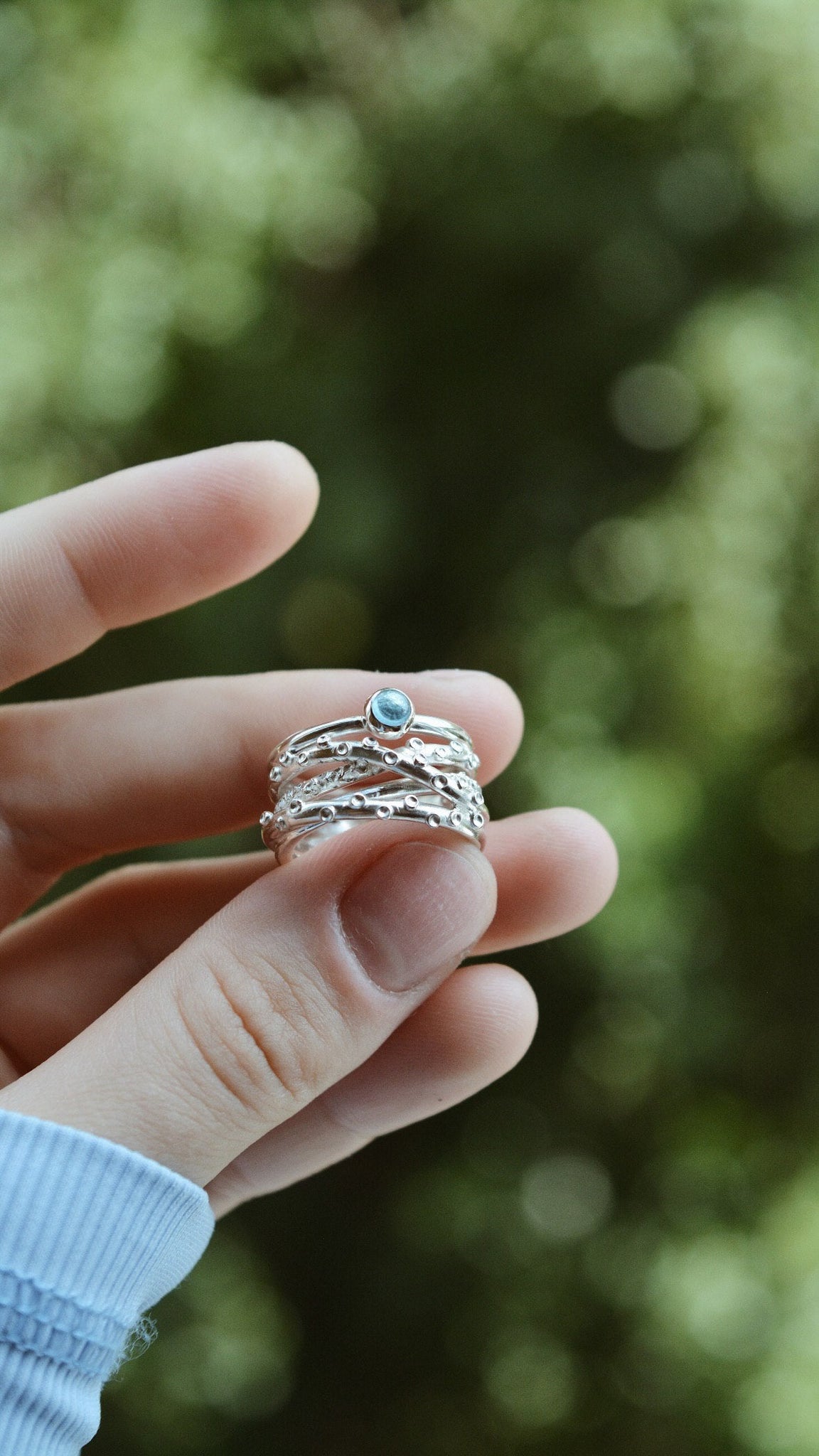 Каблучка "Корали з блакитним топазом" Accents jewelry